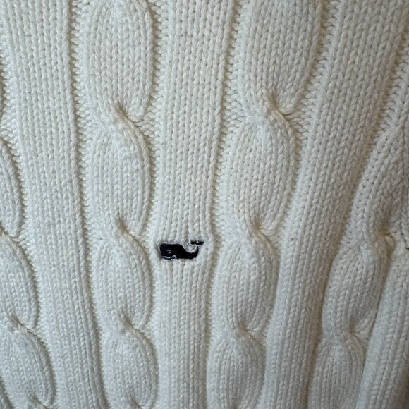 VINEYARD VINES CREW NECK CABLE KNIT SWEATER White size MED - Picture 4 of 12